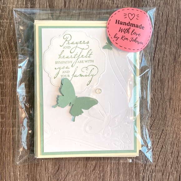 5 pk Hand Crafted Assorted Color Sympathy Cards Blank Inside CoordinatiEnvelopes - Picture 10 of 11